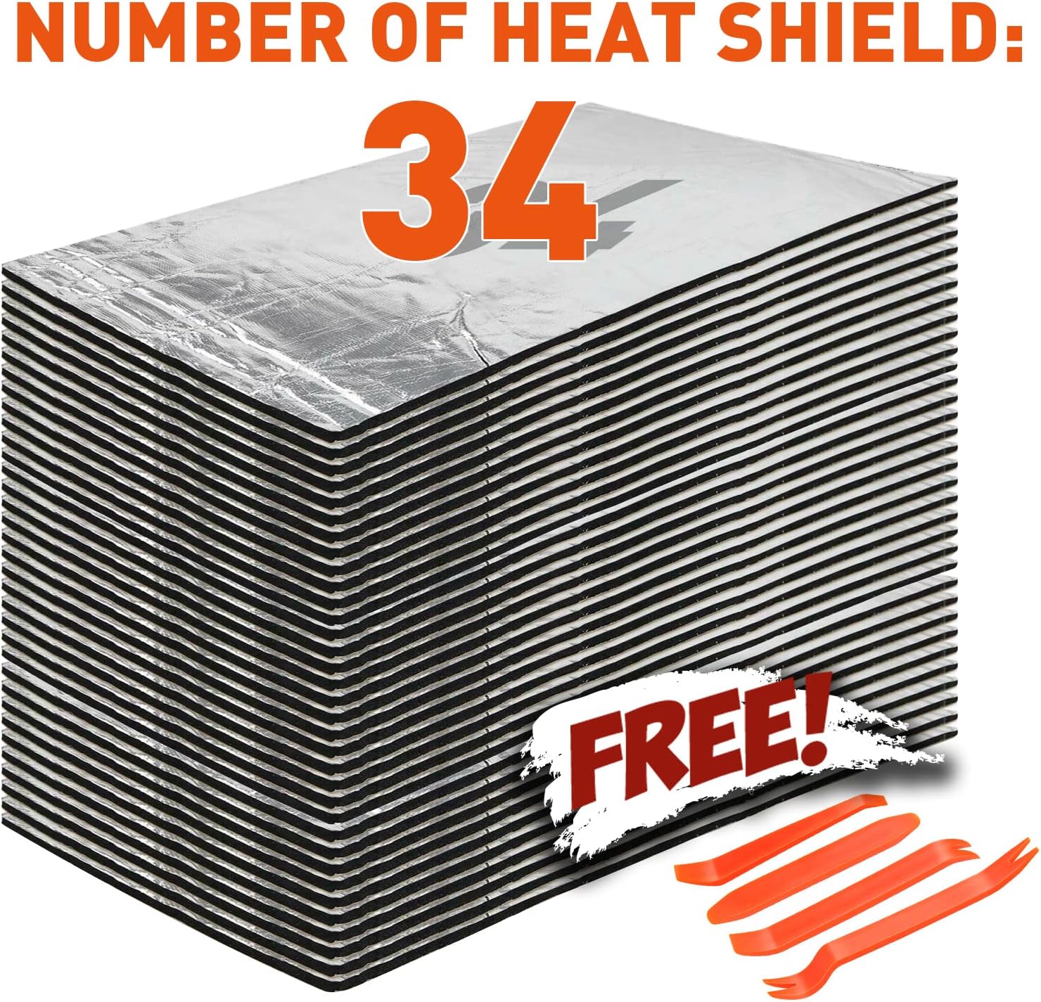 196 mil 36 sqft Car Sound Deadener Aluminum Foil Closed Cell PE Foam Damping Material 34 Pieces Pack of 2 S298974