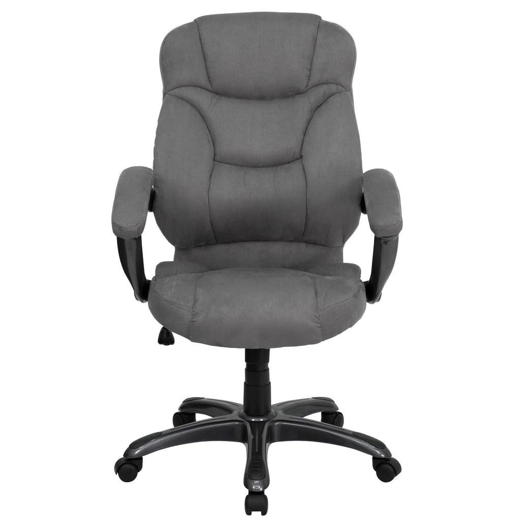 Gray High Back Contemporary Executive Swivel Ergonomic Office Chair with Arms B62862