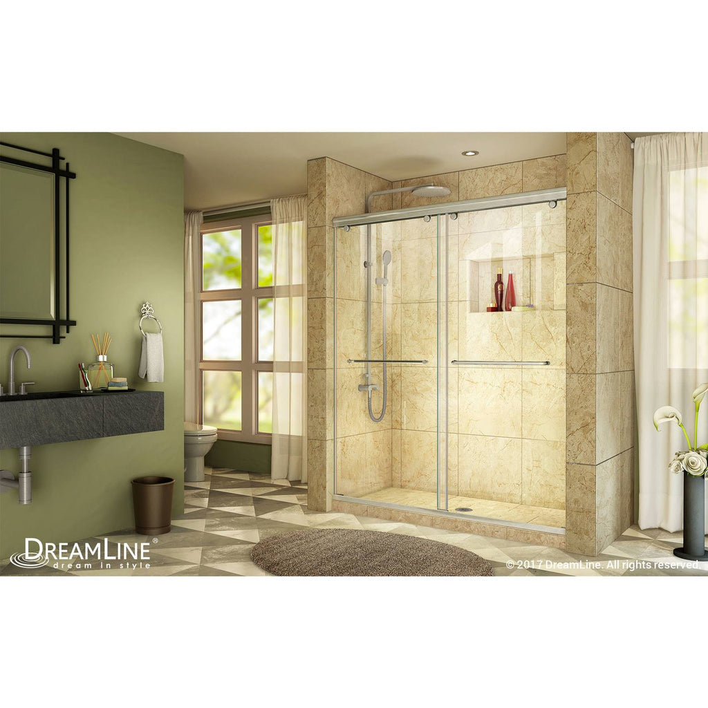 Frameless Bypass Sliding Shower Door Brushed Nickel X64298