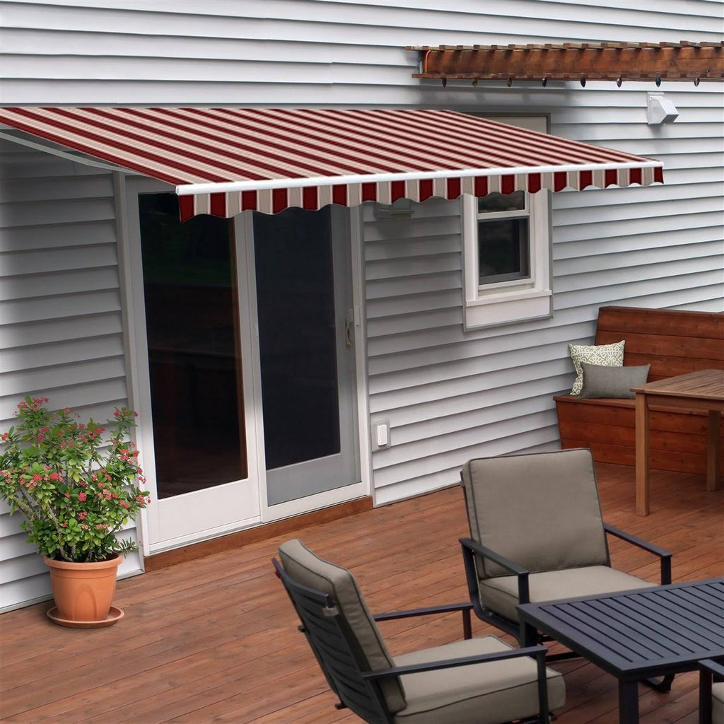 Retractable Motorized Patio Awning, 20 x 10, Multi Stripe Red X6575