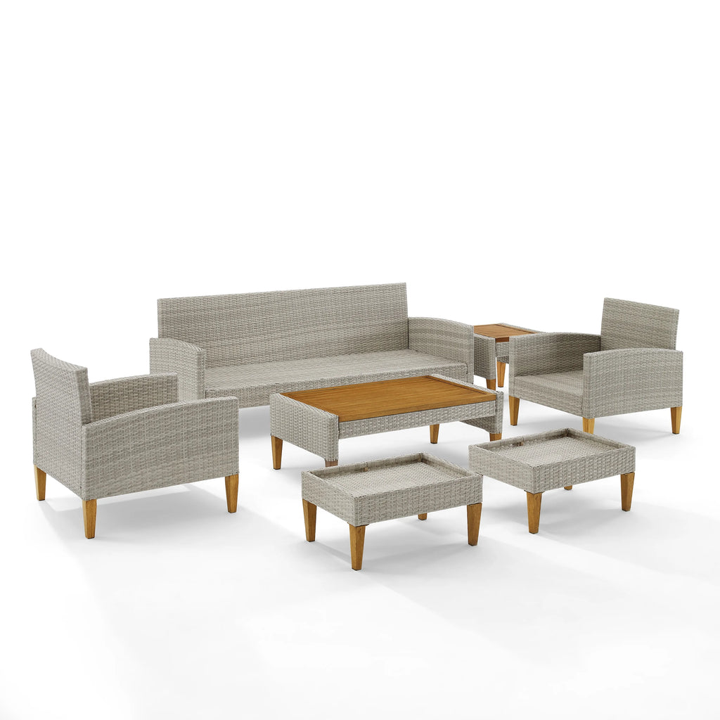 7 Pc Outdoor Wicker Sofa Set Gray X6523