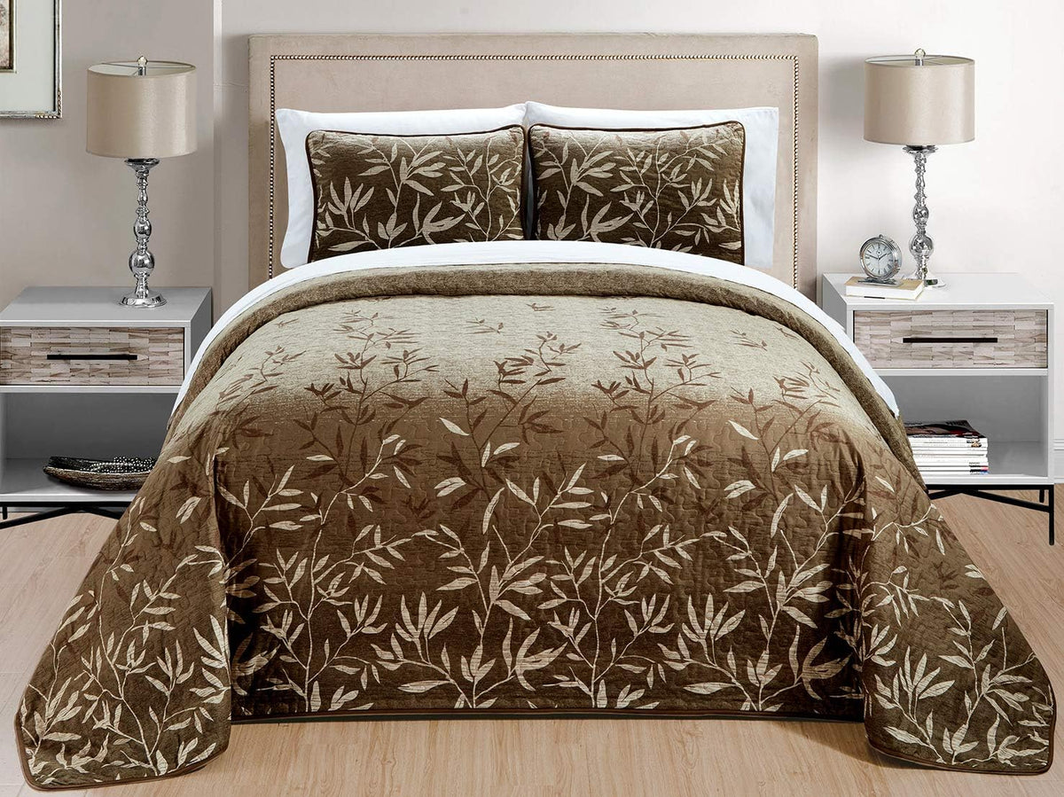 3-Piece Oversize Quilt Set Reversible Bedspread Coverlet Cal King Size U493738