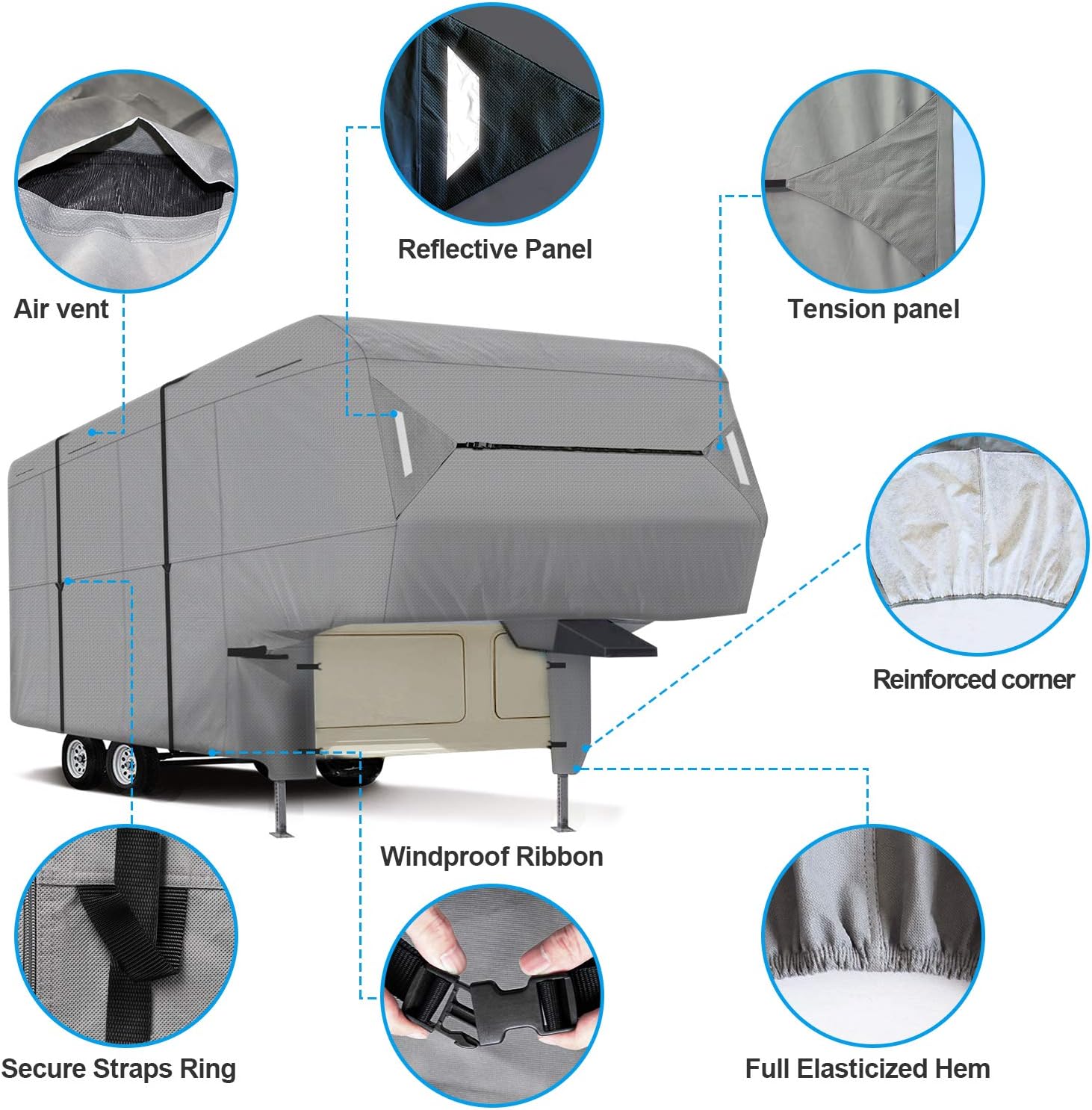 5th Wheel RV Cover Waterproof Ripstop Z3366