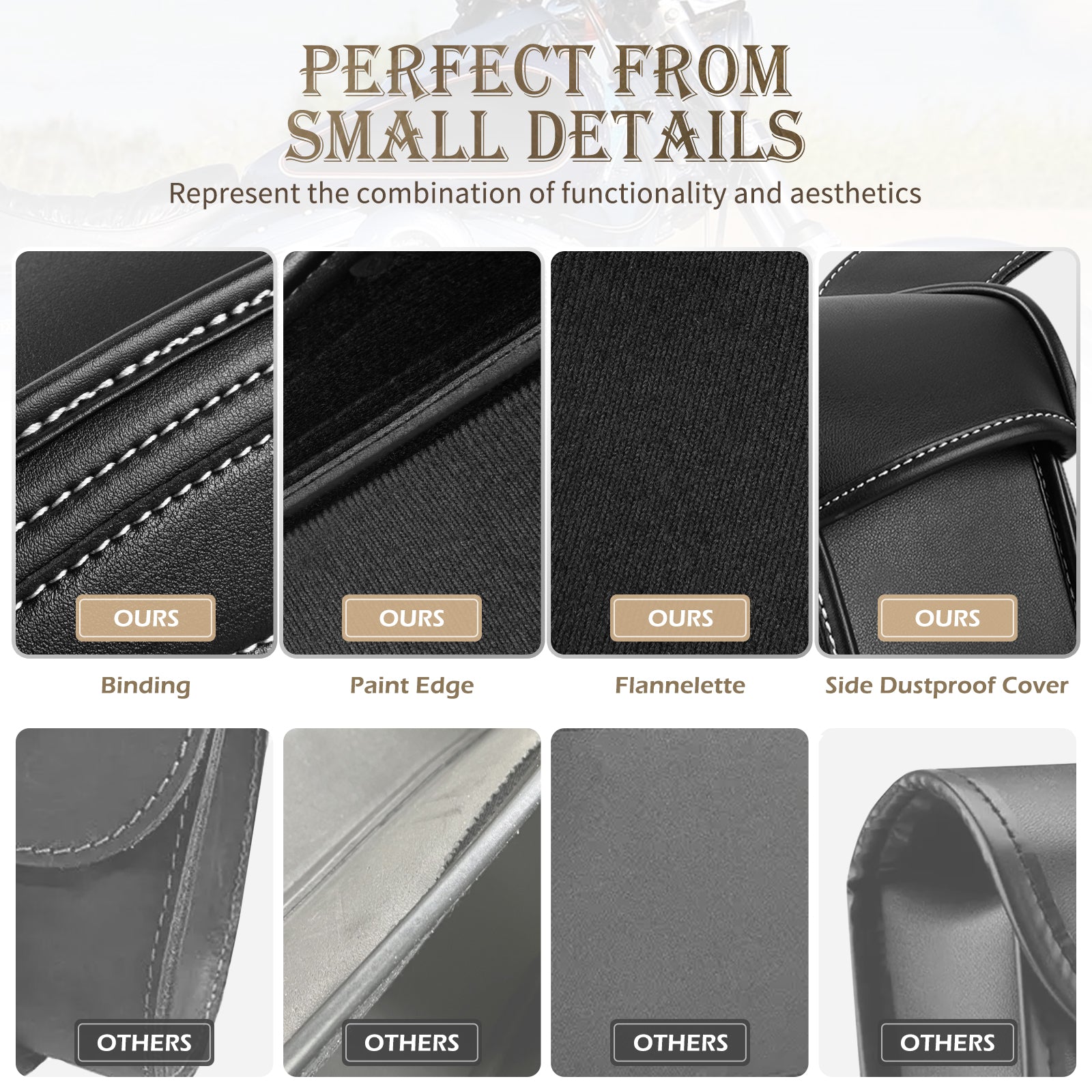 Black 35L Leather Motorcycle Saddlebags C749