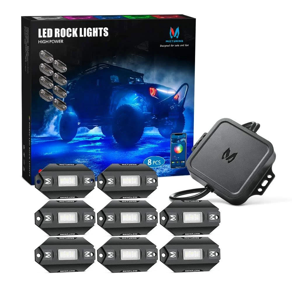 8 Pods RGBW LED Rock Lights with Bluetooth Controller W443
