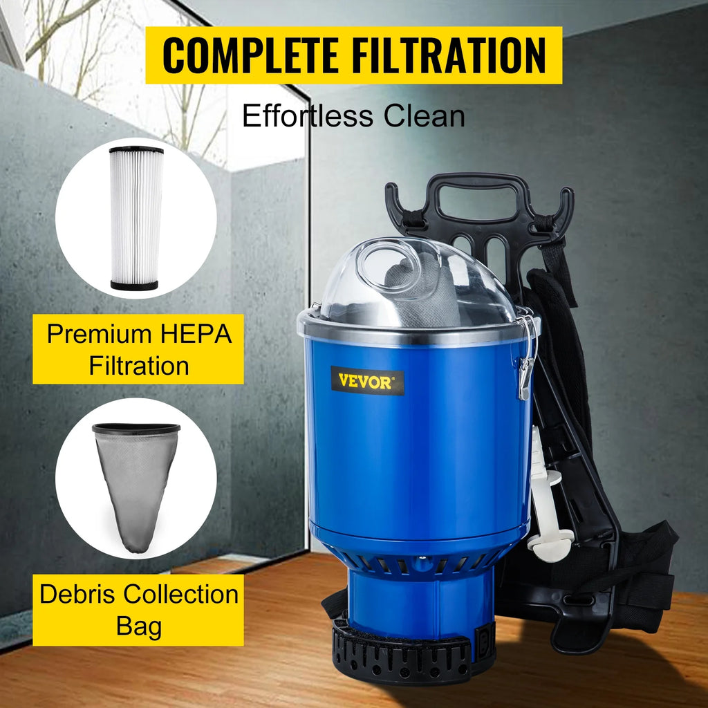 Commercial 5 in 1 HEPA Backpack Vacuum Cleaner with Telescoping Wand R408003