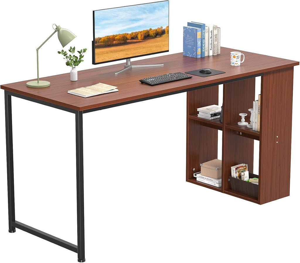 Black Computer Desk with Storage Shelves and Cabinets U986