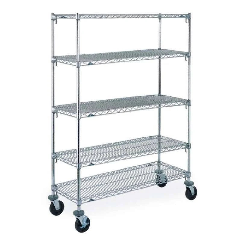 5 Tier Chrome Plated Wire Mobile Shelving Unit M488
