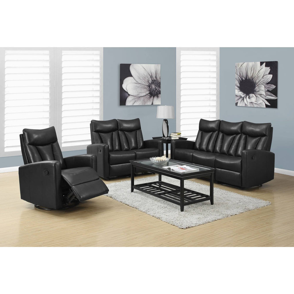 Black Bonded Leather Reclining Sofa Y935