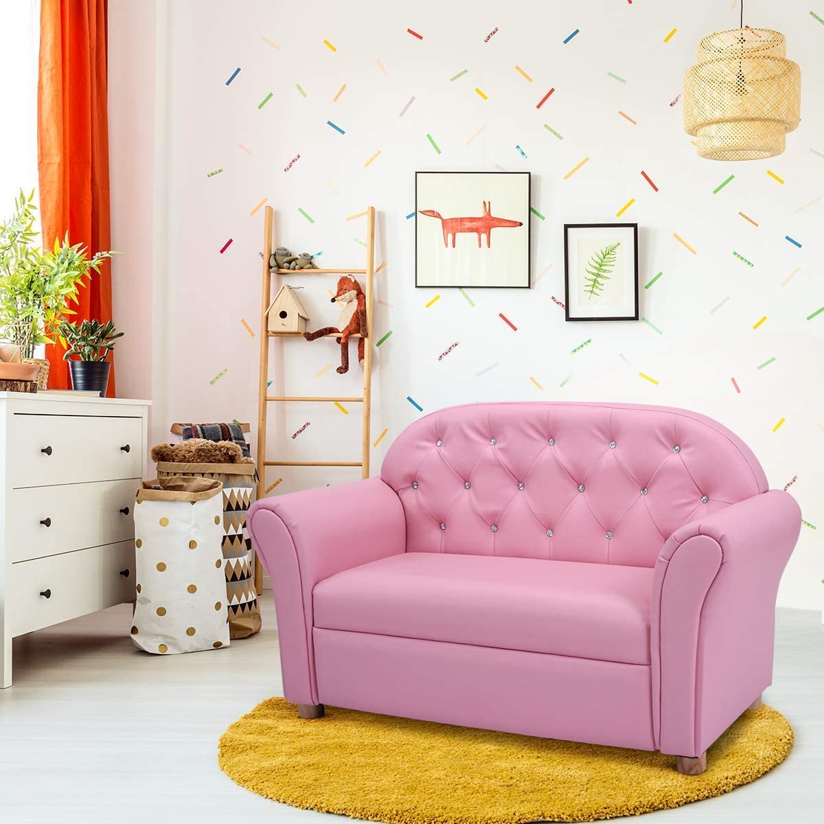 Pink 2 Seat Kids Sofa Bed R603862