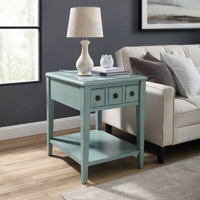 Teal End Table with Storage Y832530