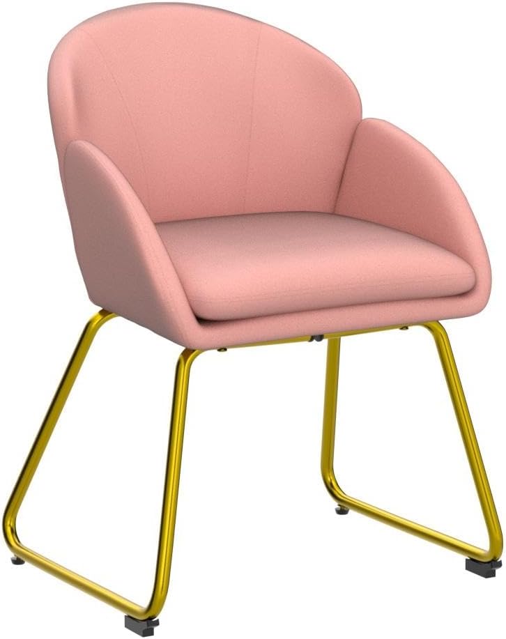 Pink Velvet Flower Shape Armchair with Golden Metal Legs, 2 Pieces A57644