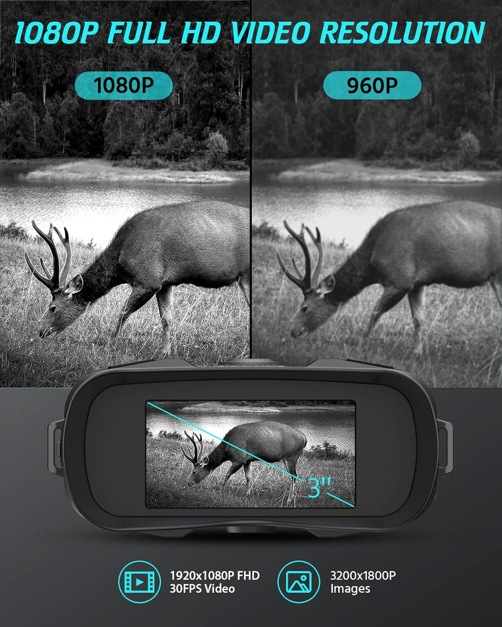 1080p Full HD Digital Night Vision Binoculars with 8x Digital Zoom V6674
