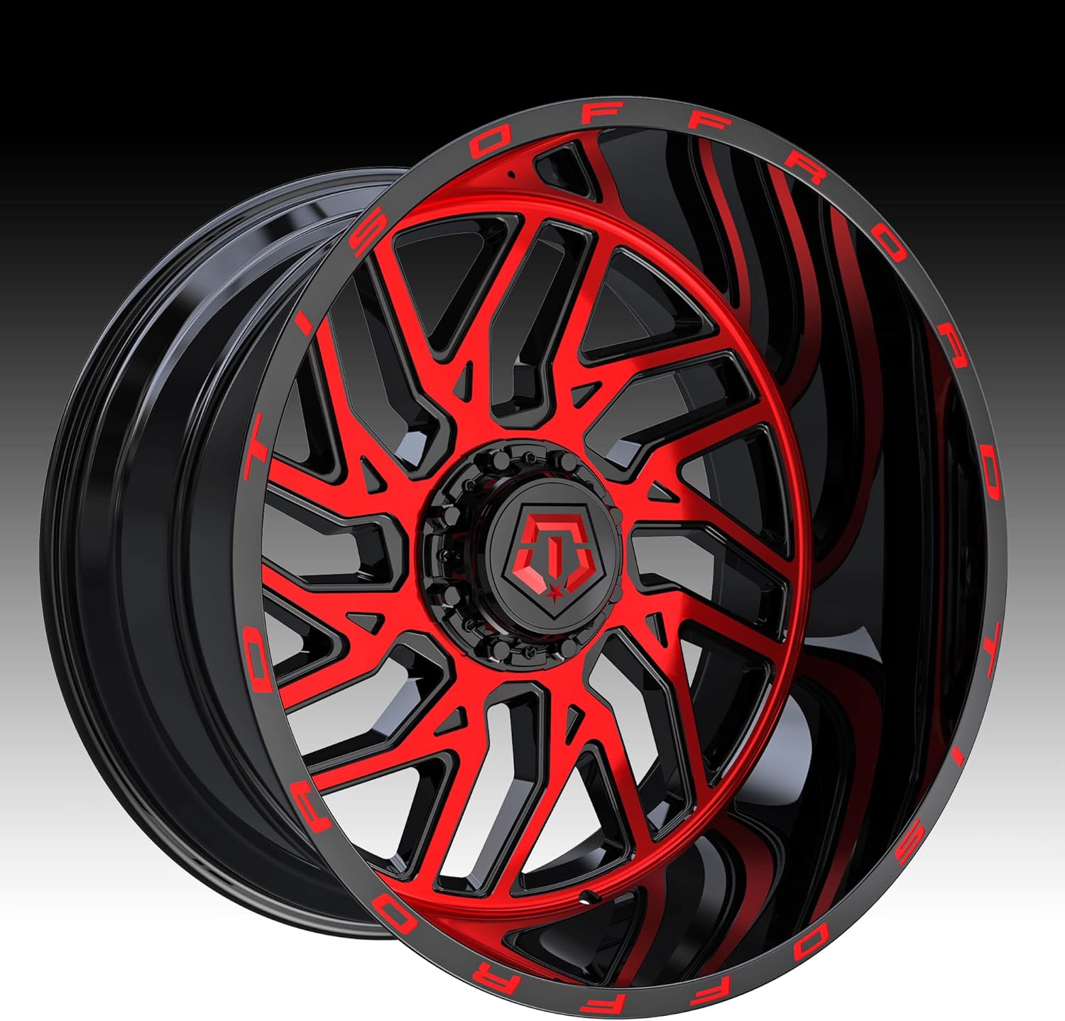 20x12 6x135/6x5.5" -44mm Black/Red Wheel Rim 20" Q360