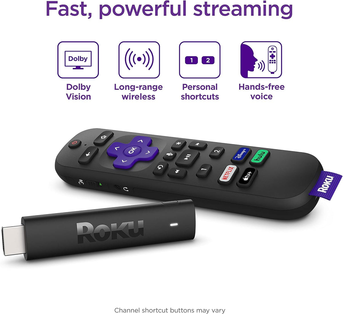 Roku Streaming Stick 4K+ Streaming Device 4K/HDR/Dolby Vision with Voice Remote Pro, Black Pack of 2 Q50482