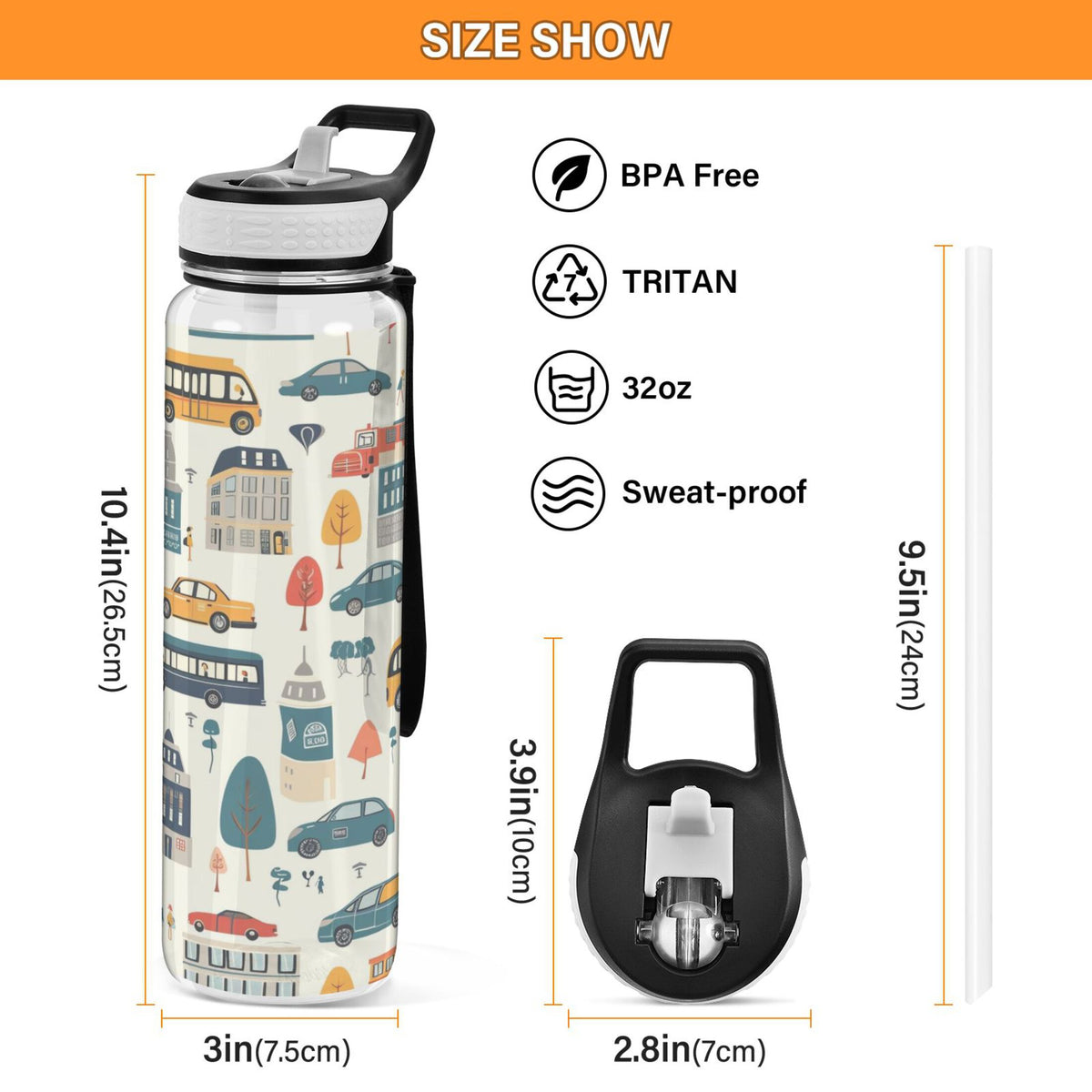 32oz Leakproof Tritan Water Bottle with Straw F18057