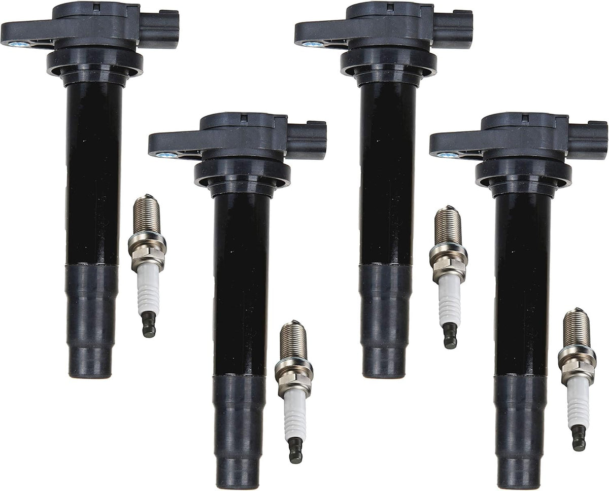Set of 4 Platinum Spark Plug and 4 Ignition Coil Pack Compatible with Nissan 2000 2001 Sentra 1.8L Replacement for UF326 Pack of 2 N631