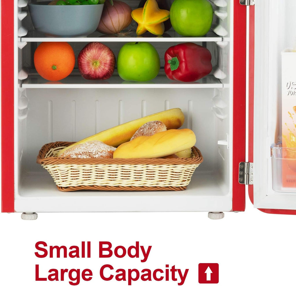 1.6 Cu.Ft Red Compact Refrigerator Single Door Mini Fridge with Freezer C622408