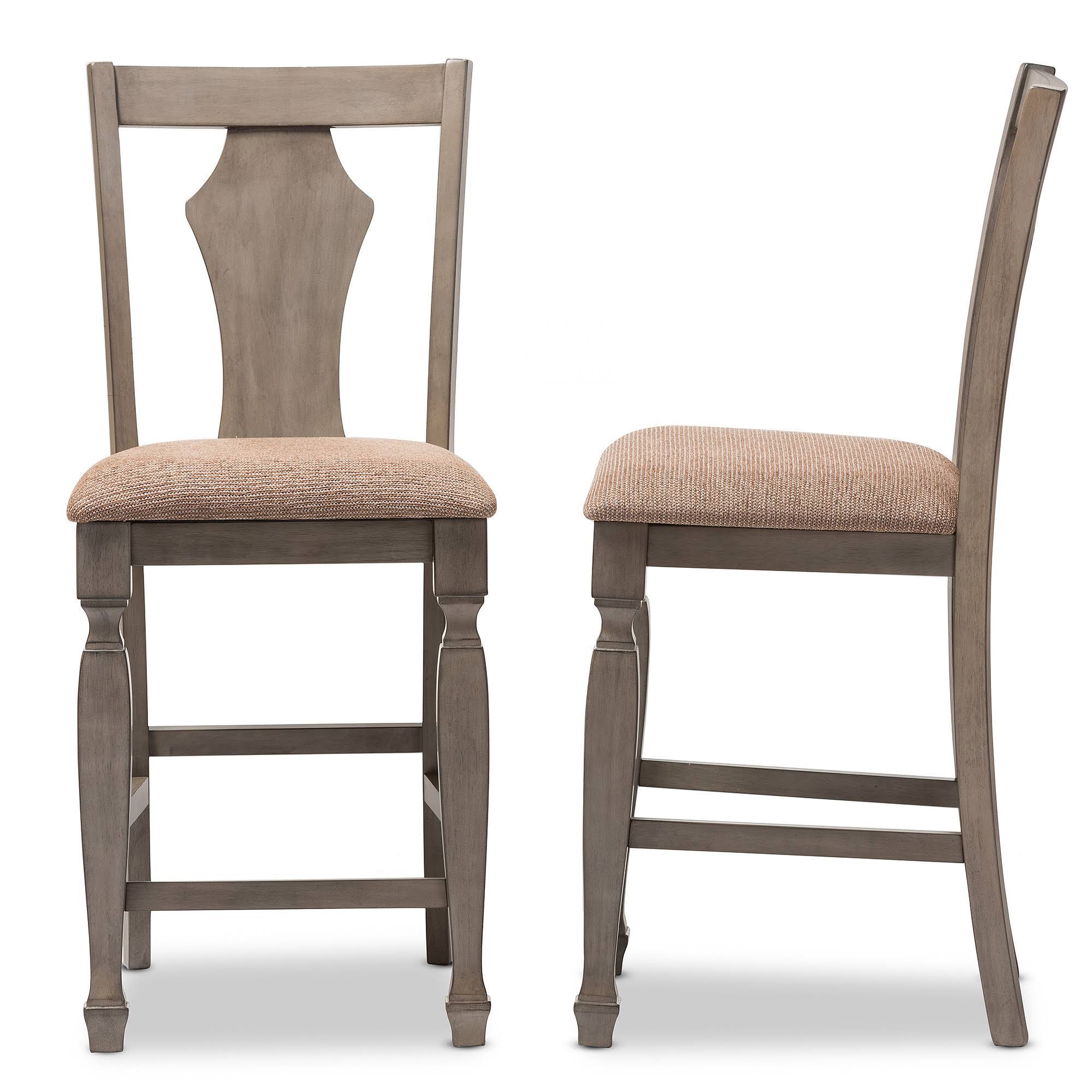 Shabby Chic Grey Fabric Counter Stool - Set of 2 X6613