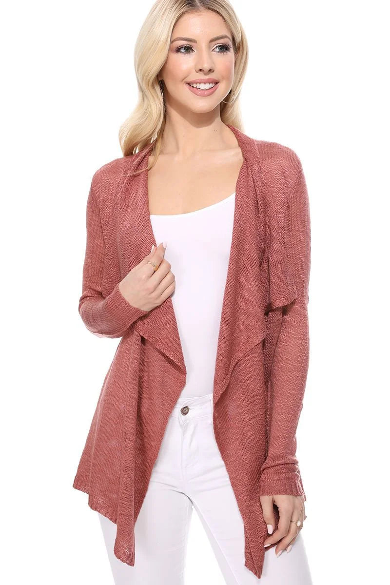 Women's Long Sleeve Sheer Open Front Cardigan Sweater V6767