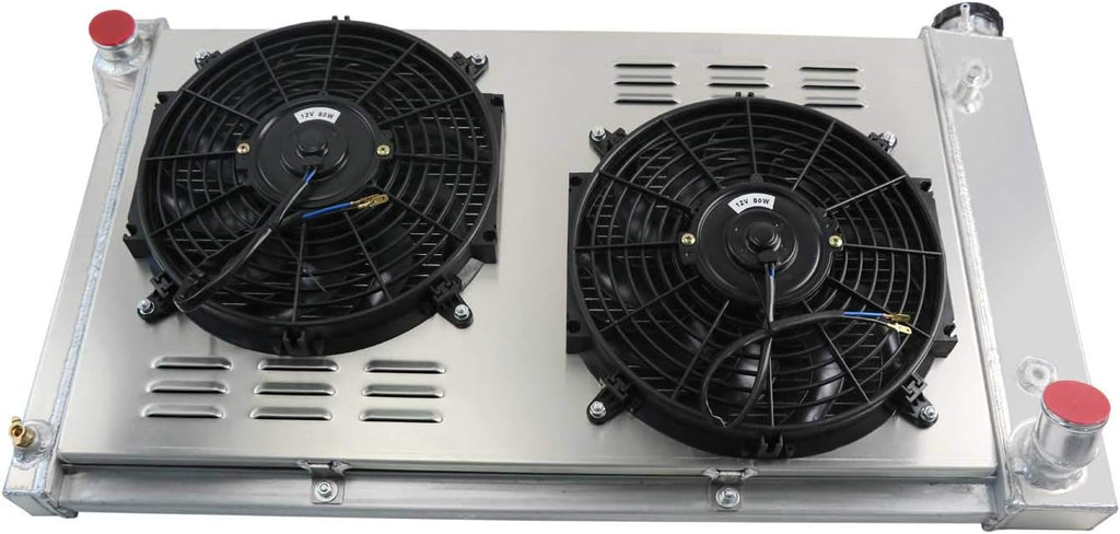 3 Row Core Aluminum Radiator with 2 x 12" Fan and Thermostat Relay Wire Kit F8191