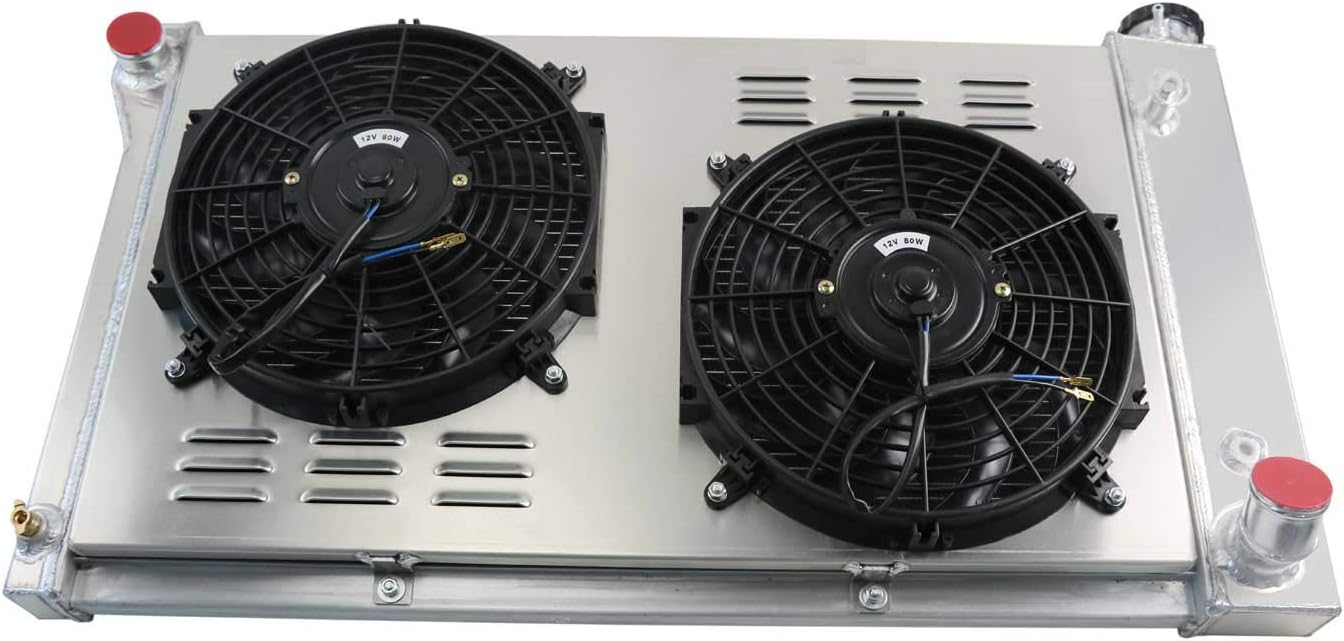 3 Row Core Aluminum Radiator with 2 x 12" Fan and Thermostat Relay Wire Kit F8191