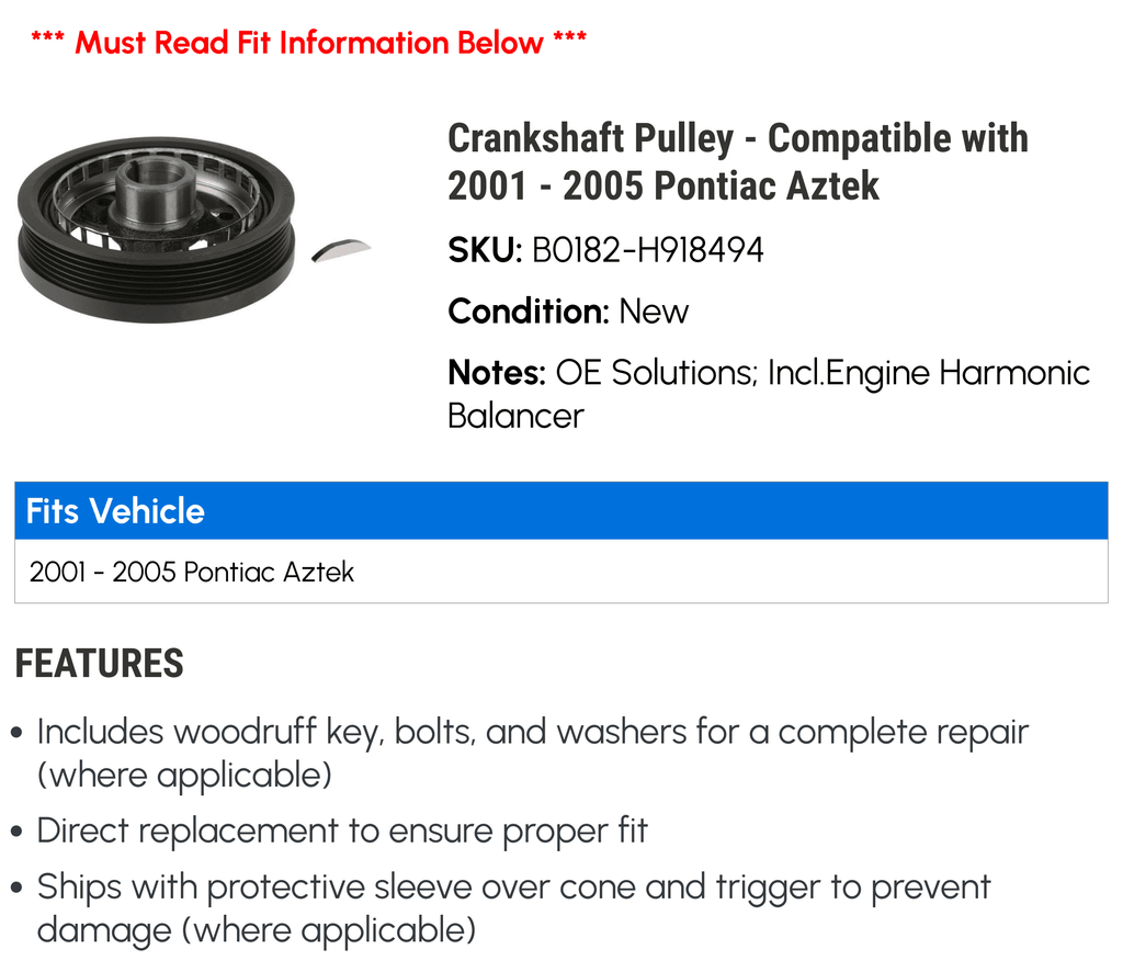 Crankshaft Pulley X9132