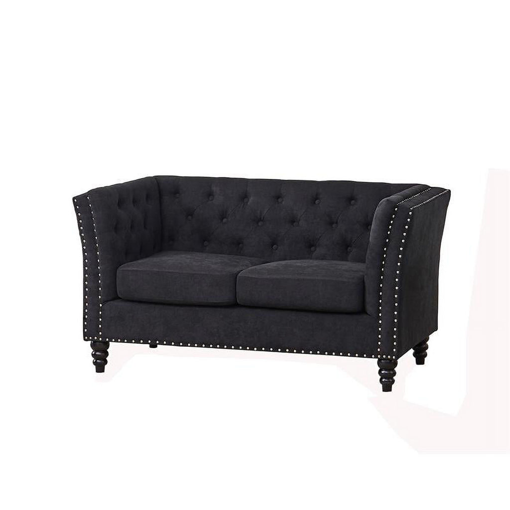 Modern Microfiber Loveseat in Black H4339