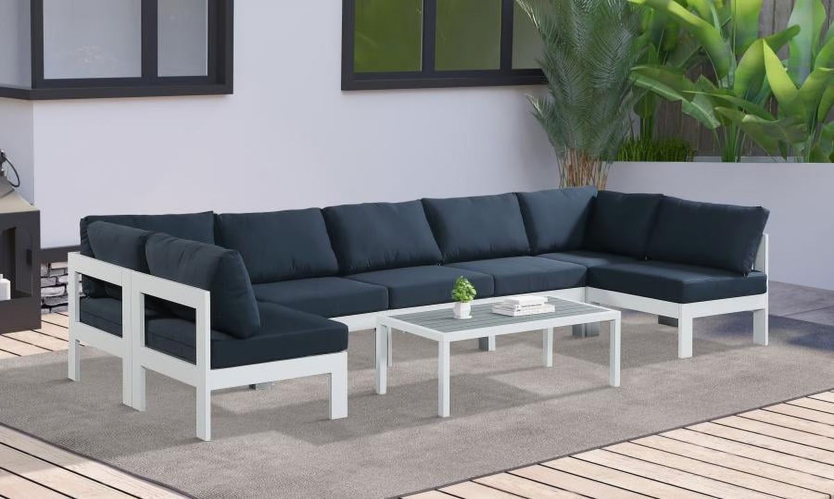 Navy Aluminum Modular 7-Seats Sectional J8883